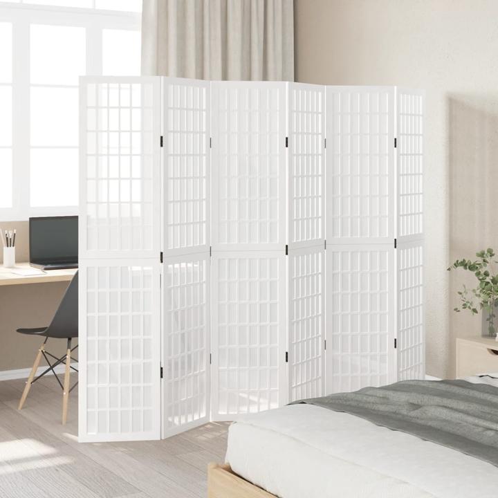 Image du produit vidaXL Séparation de pièce Paravent Mur d'Espagne 6 pcs. blanc bois massif