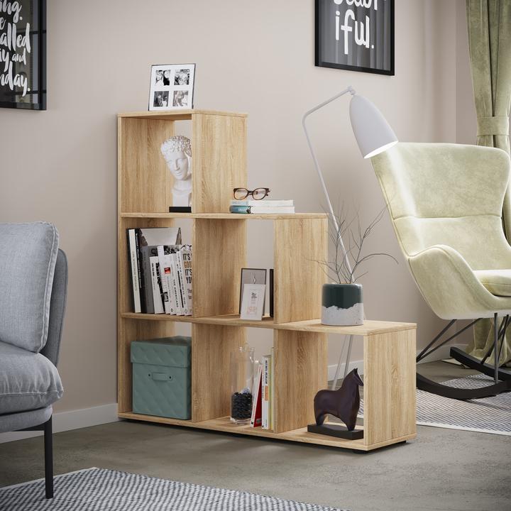 Immagine prodotto VCM Scaffale a piedistallo in legno 6 scomparti Nitas (108 x 29 x 105 cm)