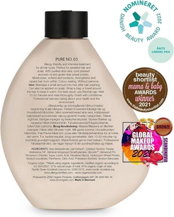 Image du produit Zenz Traitement capillaire PURE No. 03 250 ml Propriétés réparatrices et sans parfum Hydrate et nourrit (250 ml)