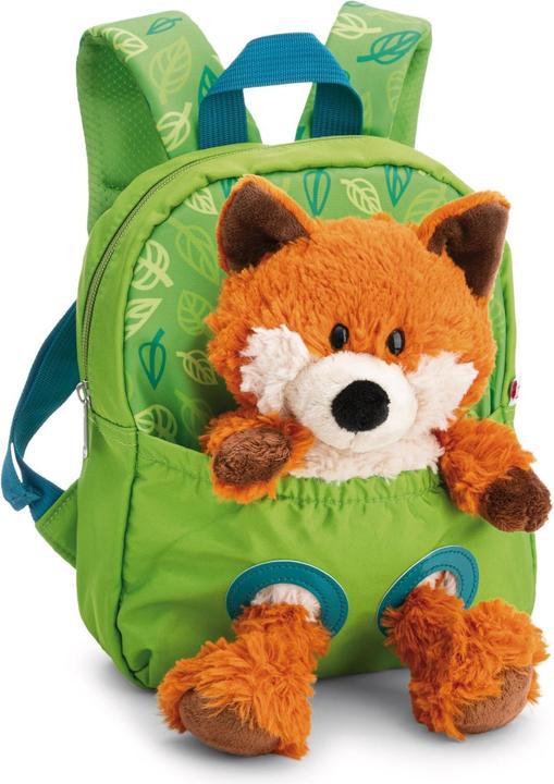 NICI 62692 Rucksack mit Plüschtier 21x26cm Fuchs 25cm grün