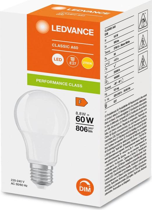 Produktbild Ledvance LED CLA60 DIM 8 (E27, 806 lm, 1 x)