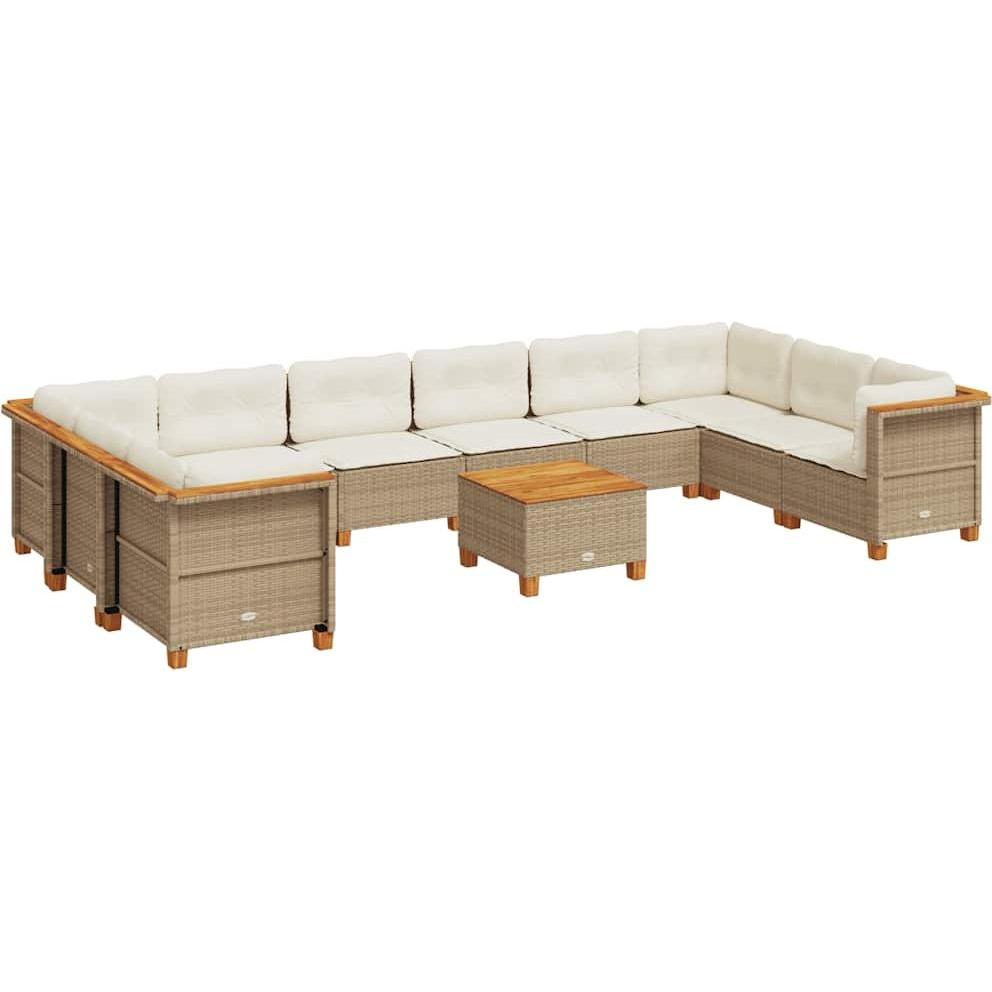VidaXL, Gartenlounge, Gartenmöbel Sofa Garnitur Lounge Sitzgruppe 11-tlg. Beige Poly Rattan