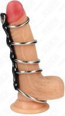 Actual product image Kink 5 Metal Penis Rings 3.2 cm To 5 cm Connected By Leather (3.20 cm)