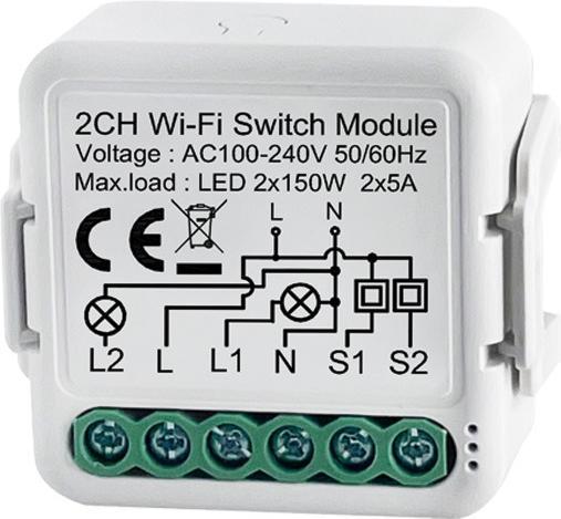 Immagine prodotto Netplus Modulo switch relè intelligente a 2 canali WLAN