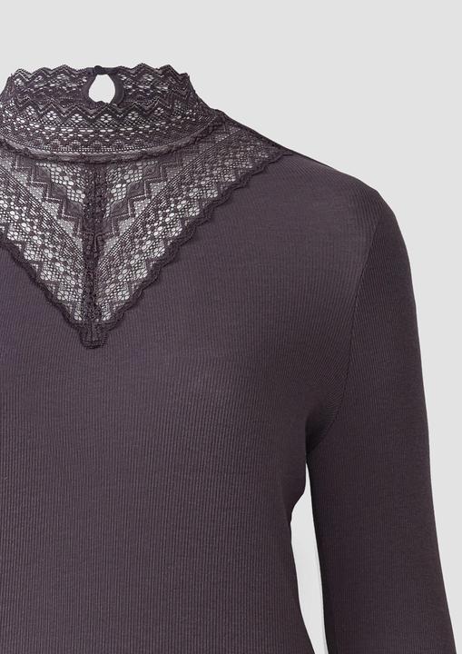 Produktbild S.Oliver T-Shirt Rippshirt mit Spitzeneinsatz und Stehkragen aus Spitze (46)