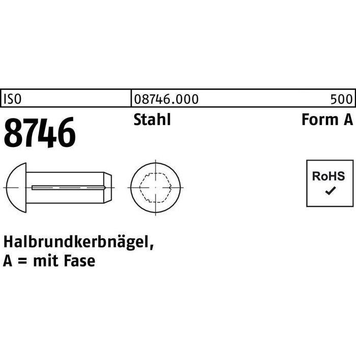 Zubehör Befestigungstechnik, Halbrundkerbnagel DIN 1476 4 x 15 Stahl DIN 1476