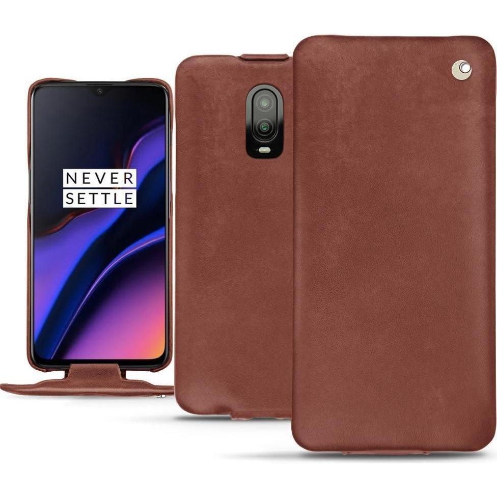 Noreve Lederschutzhülle vertikal (OnePlus 6T), Smartphone Hülle, Rot