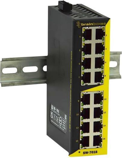 Image du produit Brainboxes Commutateur Ethernet, ports RJ45 16, 100Mbps, non administrable (16 ports)