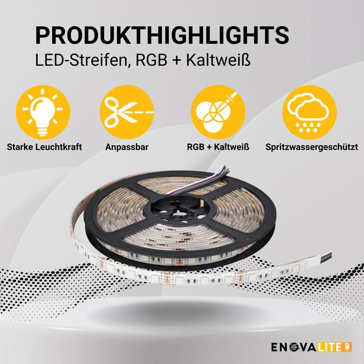 Produktbild Enovalite LED-Streifen (Kaltweiss, RGB, 500 cm)