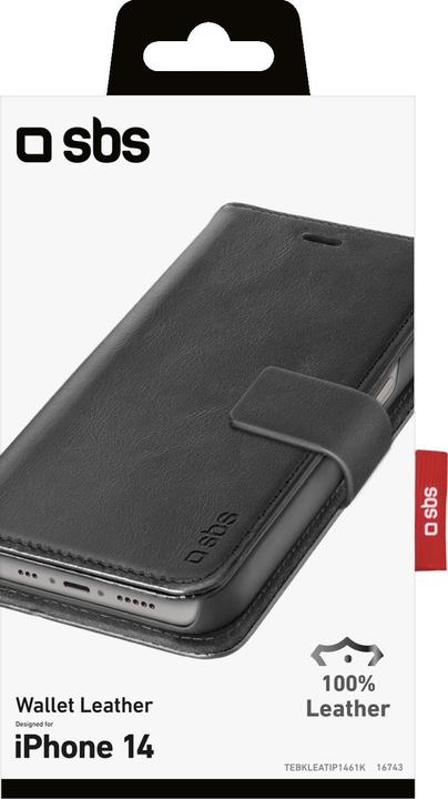 Produktbild SBS Real Leather Wallet for iPhone 14, black color (Apple iPhone 14)