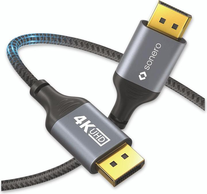 Produktbild Sonero DisplayPort-Kabel, Stecker/Stecker, 4K60, grau/schwarz, 3 m (3 m)