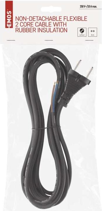 Immagine prodotto Emos Cavo di alimentazione in gomma 2x 1mm2, 5m, nero (5 m)