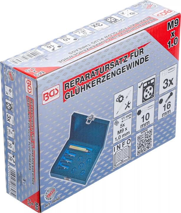 Actual product image BGS Repair Kit for Glow Plug Threads M9 x 1.0 mm