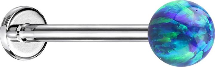 Produktbild Star Piercing Micro Labret silber mit Kugel Opal blau (ohne Messing, Chirurgenstahl 316L)