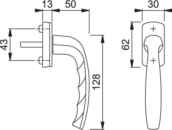 Actual product image Hoppe Window handle New York 0810/U10 aluminium F9016 / traffic white 35 mm standard