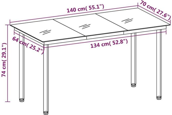 Produktbild vidaXL Garten-Essgruppe (140 x 70 x 74 cm)