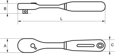 Produktbild Bahco Birnenförmige 1/4"-Umschaltknarre mit 72 Zähnen und 5°-Rückschwenkwinkel, 120 mm (1/4")