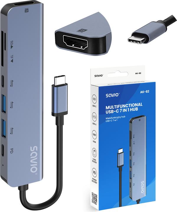 Actual product image Savio AK-82 (USB-C, 7 ports)