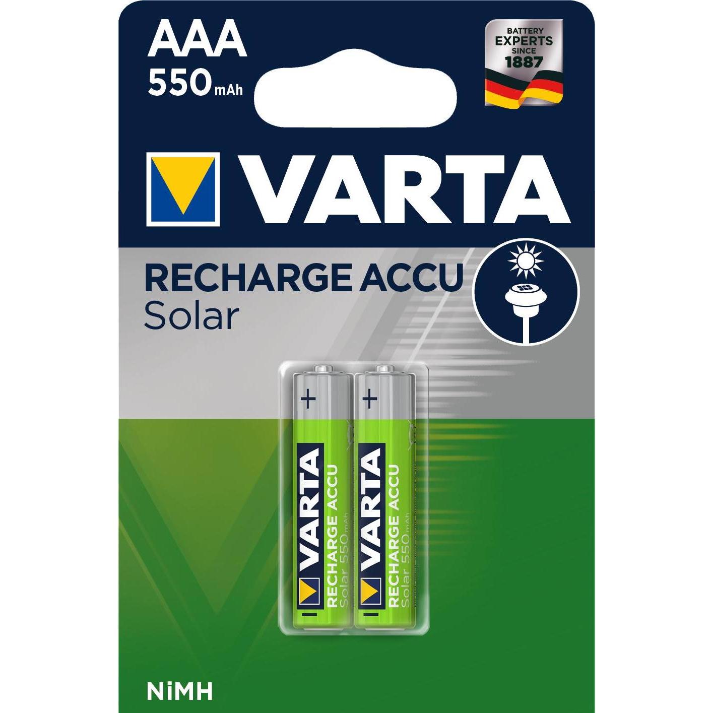 Varta Recharge Accu Solar (2 Stk., AAA, 550 mAh), Batterien + Akkus