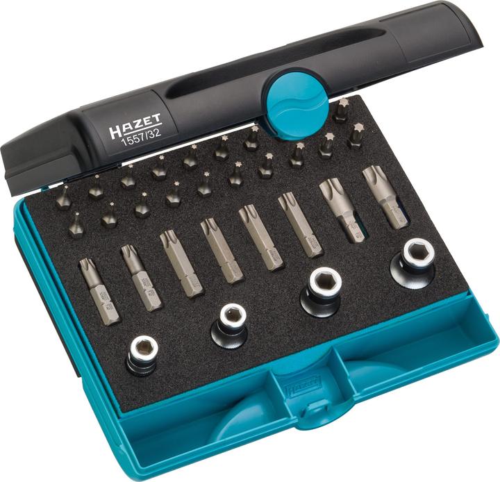 Produktbild HAZET Werkzeug Satz ∙ TORX 1557/32 ∙ Sechskant6,3 (1/4 Zoll) ∙ Innen TORX Profil ∙ T6 - T55 ∙ Anz…