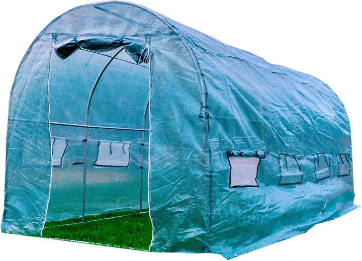 Actual product image PNI Solar garden SG500, size 457 x 210 x 210 cm, solid steel construction, windows with mosquito