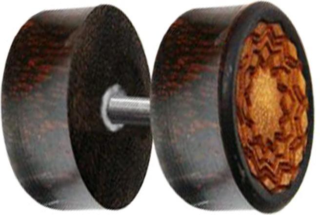 Actual product image Star Piercing Fake Plug Jackfruit einlage aus Tamarind Holz (without brass, Organic)