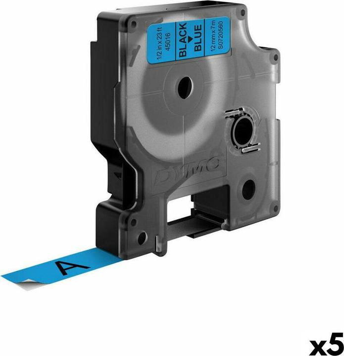 Immagine prodotto Dymo Schriftbandkassette, D1, 12 mm breit / 7 m lang, schwarz auf blau, ablösbar (1.20 cm, Blu)