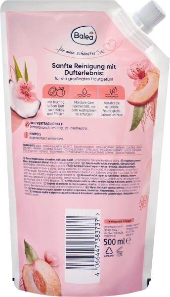 Immagine prodotto dm Balea Crema di Sapone Pesca e Cocco (Sapone liquido, 500 ml)