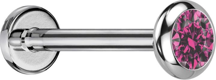 Produktbild Star Piercing Micro Labret Innengewinde silber Scheibe abgerundet silber Kristall pink (ohne Messing, Titan)