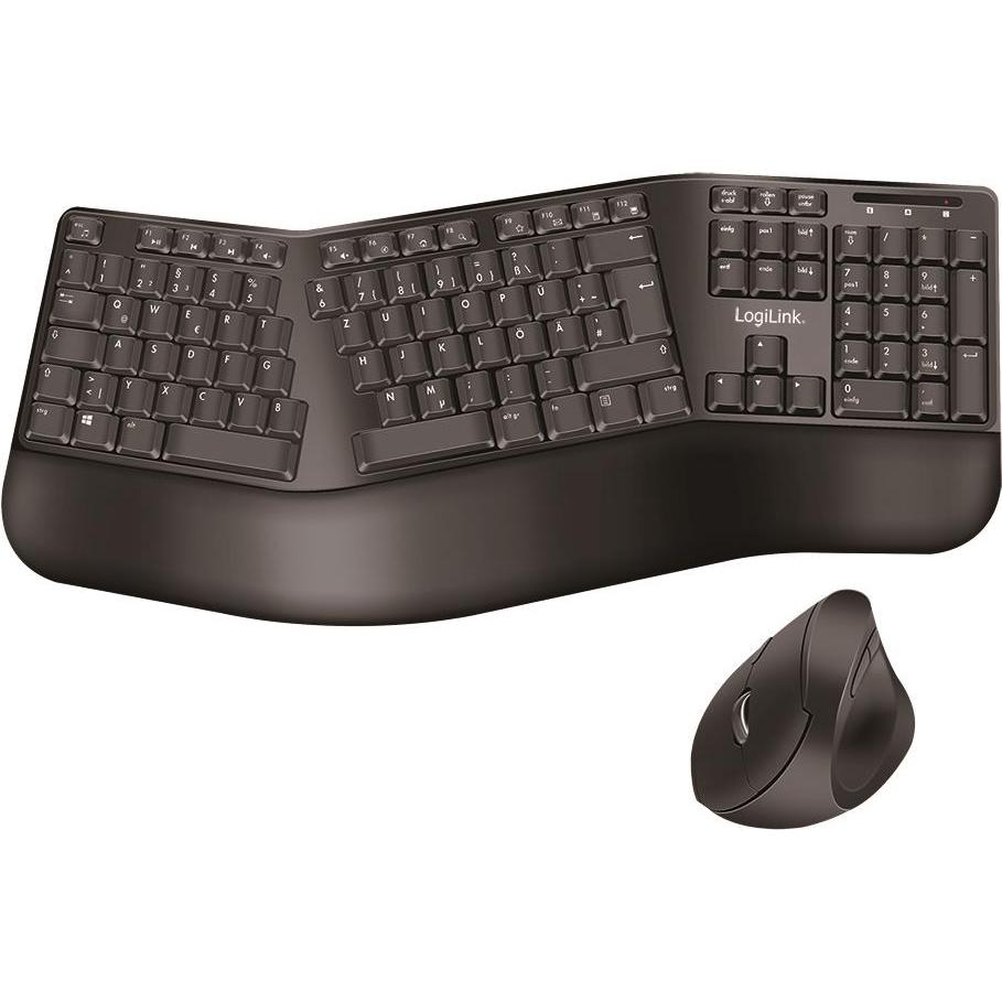 LogiLink ID0211 (DE, Kabellos), Tastatur, Schwarz