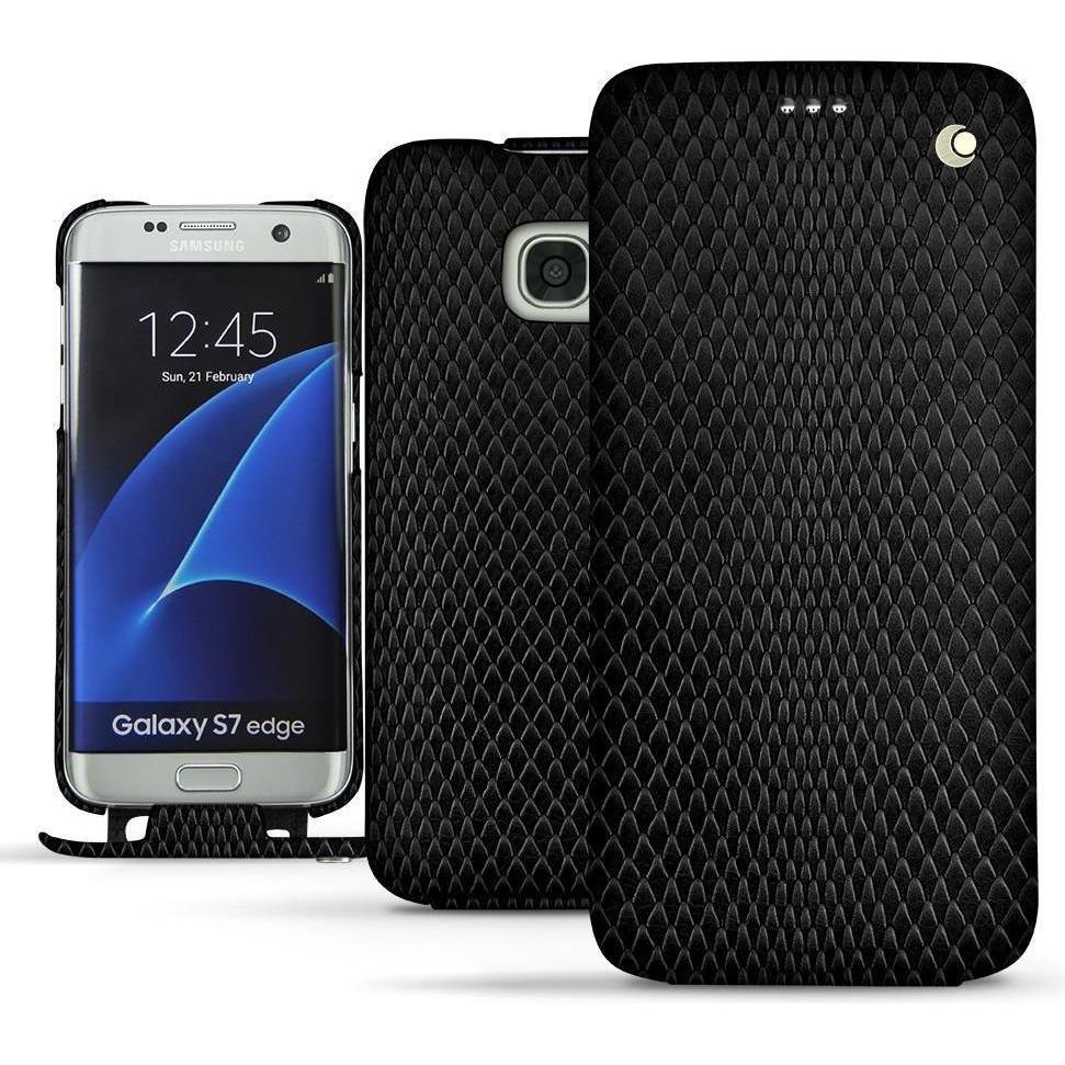 Noreve Lederschutzhülle vertikal (Samsung Galaxy S7 Edge), Smartphone Hülle, Schwarz