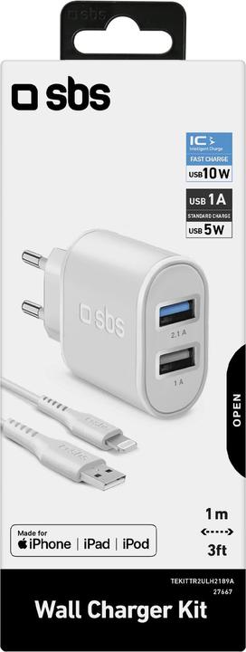 Actual product image SBS TEKITTR2ULH2189A Mobile Device Charger White Indoor (10 W, 2 ports)