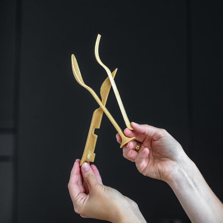 Actual product image Koziol Cutlery set to go Klikk Pocket 3 pieces, Beige (3 Piece, Cutlery set)