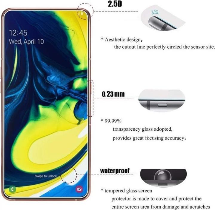 Produktbild Screenguard Samsung Galaxy A80 Panzerglas Schutzfolie Case Friendly Design (1 Stk., Samsung Galaxy A80)