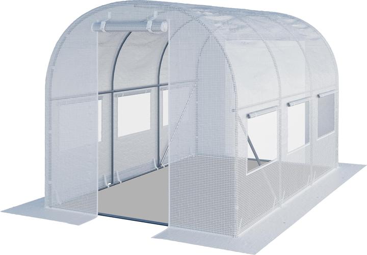 Toolport Polytunnel Greenhouse Grow Tunnel 2x3m resistant with windows - PE Cover 180g/m² white tran