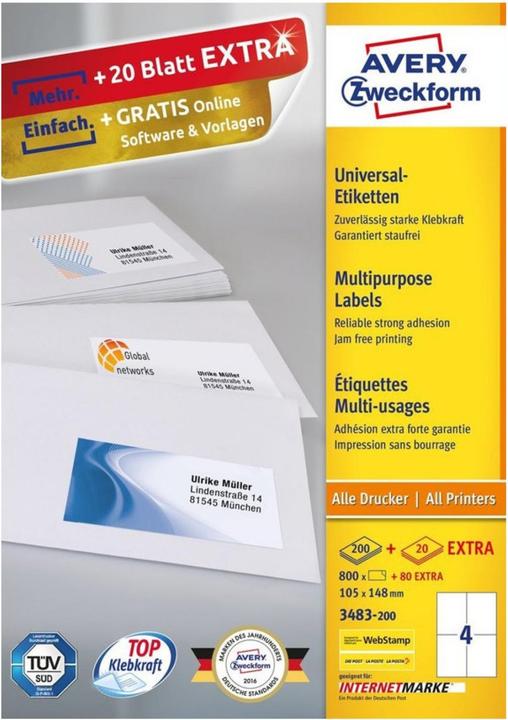 Produktbild Avery Universal-Etiketten 3483