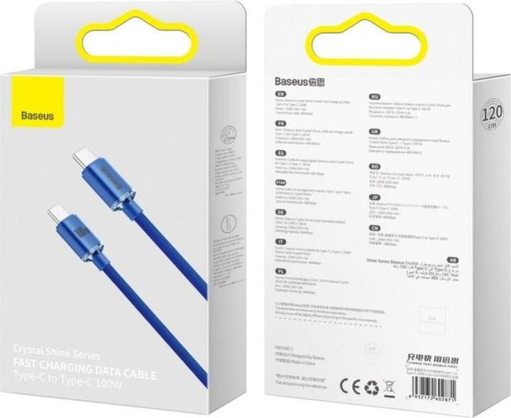 Image du produit Baseus Crystal Shine Series Fast Charging Data Cable Type-C to Type-C 100W 1.2m Blue (1.20 m, 100 W)