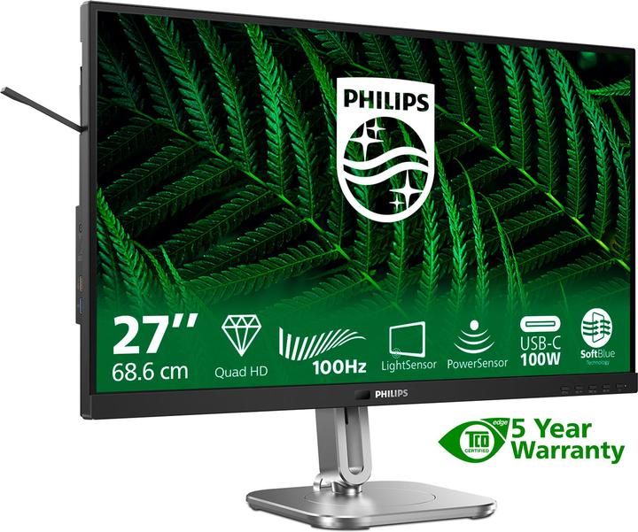 Image du produit Philips 27B2G5601/00 Moniteur 68,58cm 27pouces 2560x1440 100Hz 2xHDMI DP USB dark gray (2560 x 1440 pixels, 27")