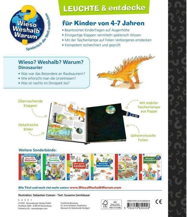 Immagine prodotto Ravensburger Wieso? Weshalb? Warum? Leuchte und entdecke: Dinosaurier (Tedesco, Sebastiano Cenone, Susanne Gernhäuser, 2023)