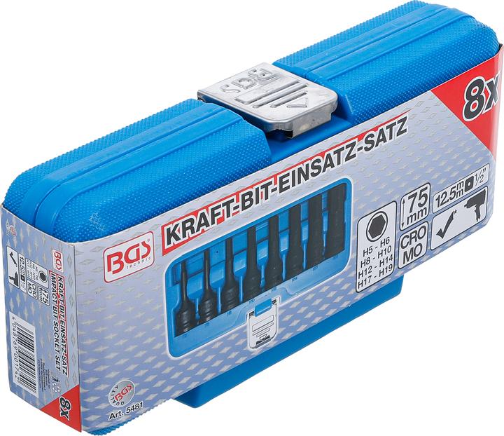 Produktbild BGS Kraft-Bit-Einsatz-Satz | Antrieb Innenvierkant 12,5 mm (1/2") | Innensechskant 5 - 19 mm | 8-tlg. (Innensechskant 5 - 19 mm)