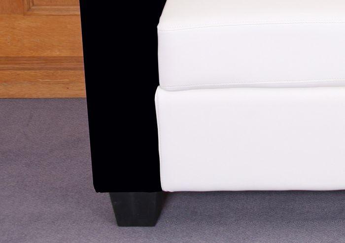 Immagine prodotto Mendler Divano a 3 posti Divano Loungesofa Lille, finta pelle/pelle bianco/nero (3 posti)