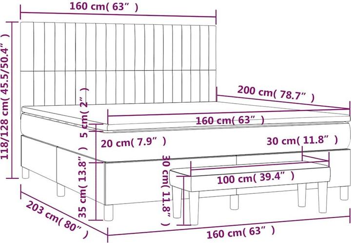 Actual product image vidaXL Boxspringbett (160 x 200 cm)