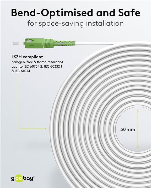 Image du produit Goobay Câble à fibre optique FTTH, monomode OS2 White, blanc simplex, 15 m (S/UTP, CAT6, 15 m)