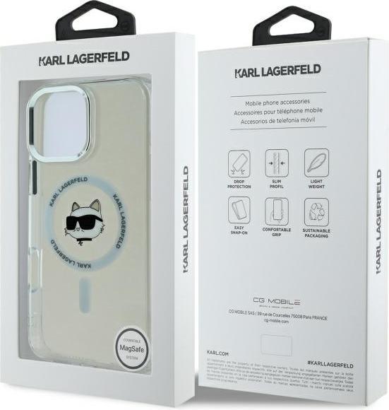 Produktbild Karl Lagerfeld KLHMP16XHLSCHH iPhone 16 Pro Max 6.9" biały/white hardcase IML Metal Choupette Head M (Apple iPhone 16 Pro Max)