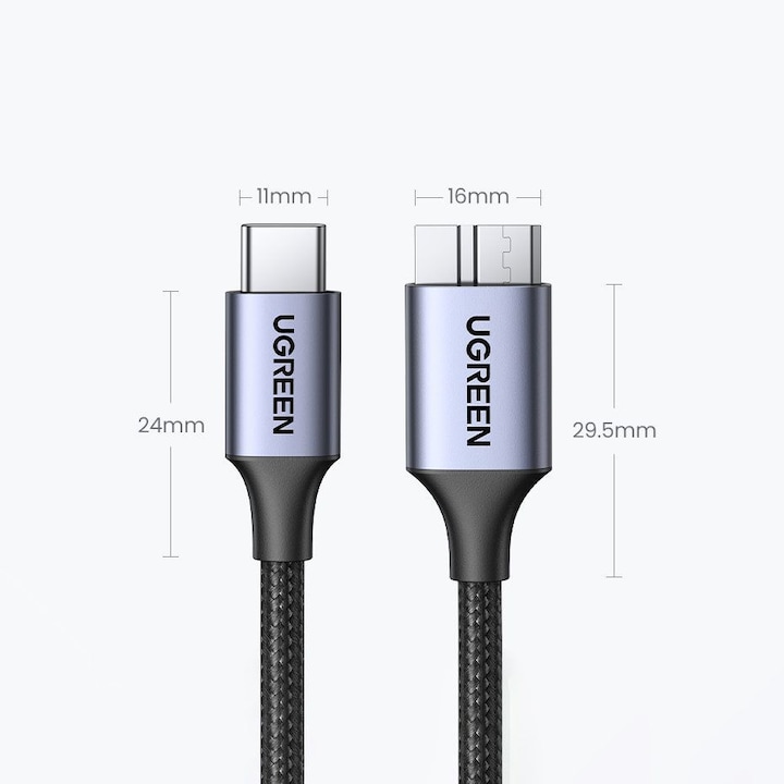 Productafbeelding Ugreen Kabel USB-C naar Micro USB 15231, 0,5m (space grijs) (0.50 m, USB 3.2 Gen 1)
