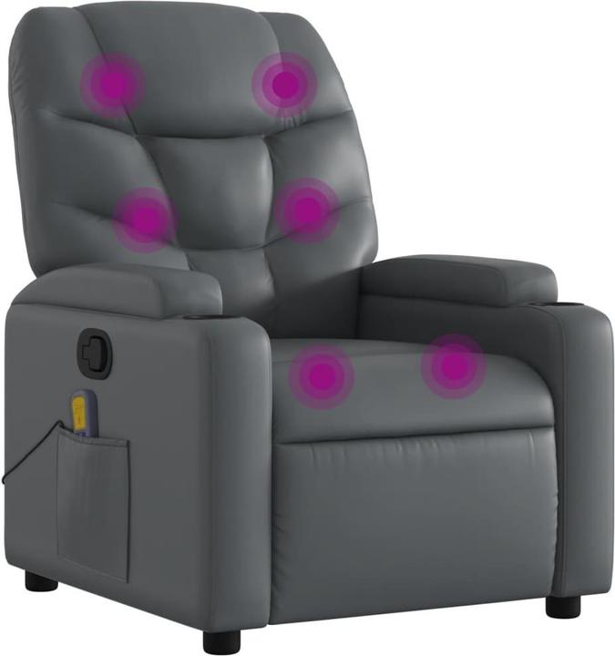 Actual product image vidaXL Massage chair grey imitation leather,Colour: Grey,Material