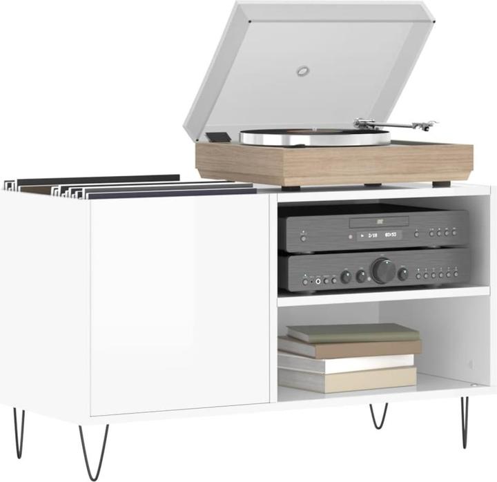 Actual product image vidaXL Plattenschrank Hochglanz-Weiss 85x38x48 cm Holzwerkstoff