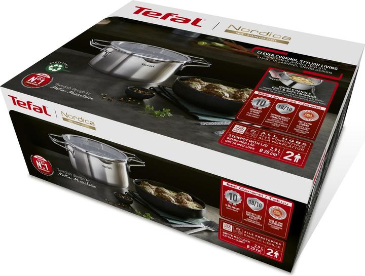 Actual product image Tefal Nordica Stewpot 20 cm (20 cm, Pot, Stainless steel)