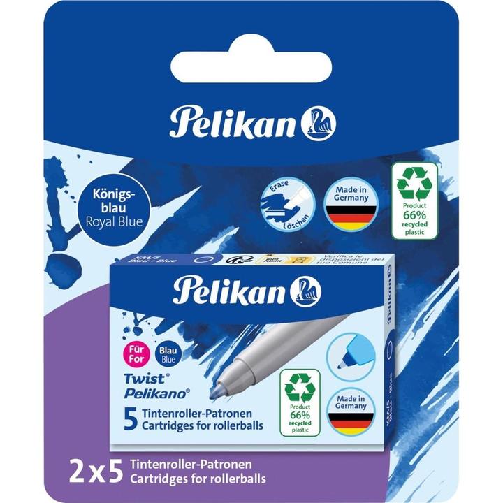 Produktbild Pelikan Tintenrollerpatrone blau 2x 5 Stück in Faltschachtel auf Blister (Füllertinte, Blau)