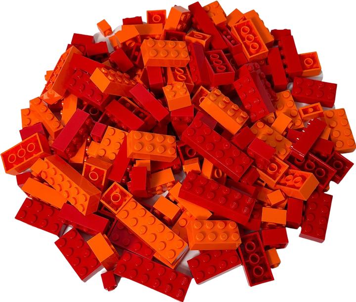 Image du produit LEGO Briques Basic mélangées - Briques hautes Rouge & Orange - NOUVEAU! Quantité 200x (LEGO Classic)